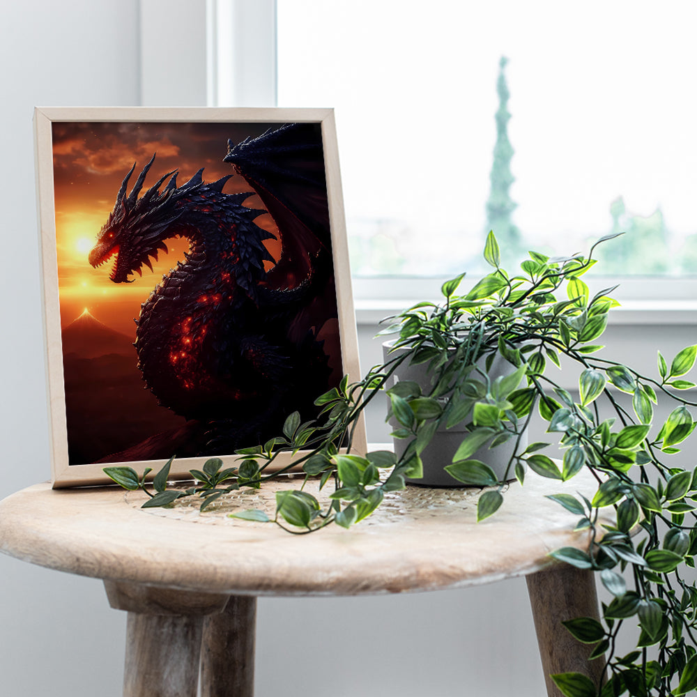 Sci Fi Dragon Wall Art - Dragon Wall Decor - Video Game Room Decor, Gamer Room Decor, Gaming Room Decor - Dorm, Man cave, Boys Bedroom, Teen Boys Room Decor for Men - Fantasy Decor - Posters for Men