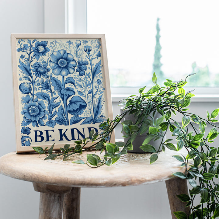 Be Kind Wall Decor - Cute Wall Decor for Women - Aesthetic Room Decor - Living room Decor - Shabby Chic Wall Decor, Inspirational Wall Decor - positive Wall Decor - Garden Wall Art, Blue Bedroom Decor