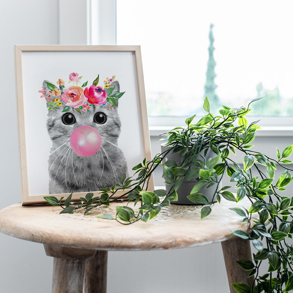 Cat Stuff Cat Wall Decor - Cute Cat Mom Gift - funny Tabby cat Decor - Cat Decorations for Women, Girls Bedroom, Baby Nursery - Cat Themed Poster - Cat Lovers Kitty Cat Room Decor - Cat Pictures