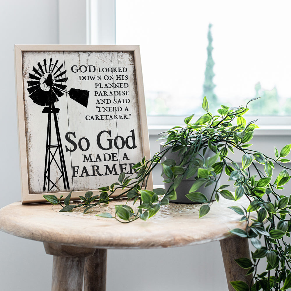 So God Made a Farmer Wall Decor - 8x10 Farm Poster - Farm Wall Art Sign - Farm Pictures - Farm Wall Decor for Living Room, Kitchen - Christian Religious Gifts - Farmhouse Decor - Paul Harvey