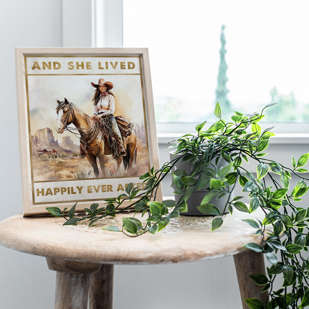 Western Home Decor for Women - Happily Ever After Sign - Horse Wall Decor - Rustic Farmhouse Style Boho Room Decor - Country Decor - Cowgirl Barn Wall Decor - Inspirational Gifts for Girls Bedroom