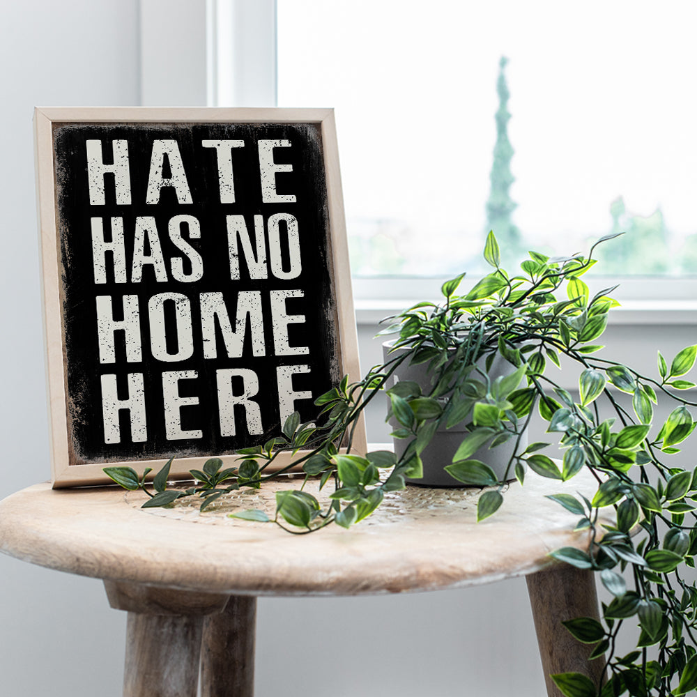 Hate Has No Home Here Sign Poster - 8x10 Black Art - African American Wall Art, Black Lives Matter, LGBTQ Home Decor, Room Decoration - Gift for Queer, Gay, Bi, Lesbian, Latino, Liberal Democrats