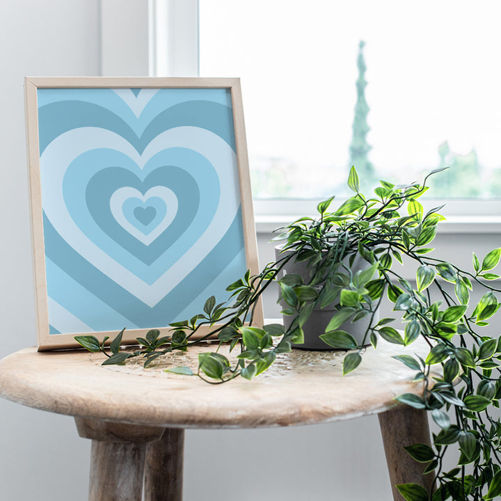 Light Blue Heart Wall Decor - Baby Blue Love Decor - 70s Pop art Trendy Room Decor - Aesthetic Minimalist Decor - Baby Boy Nursery Decor - Modern art Wall Art - Bedroom Decor for Women Girl Woman Teen