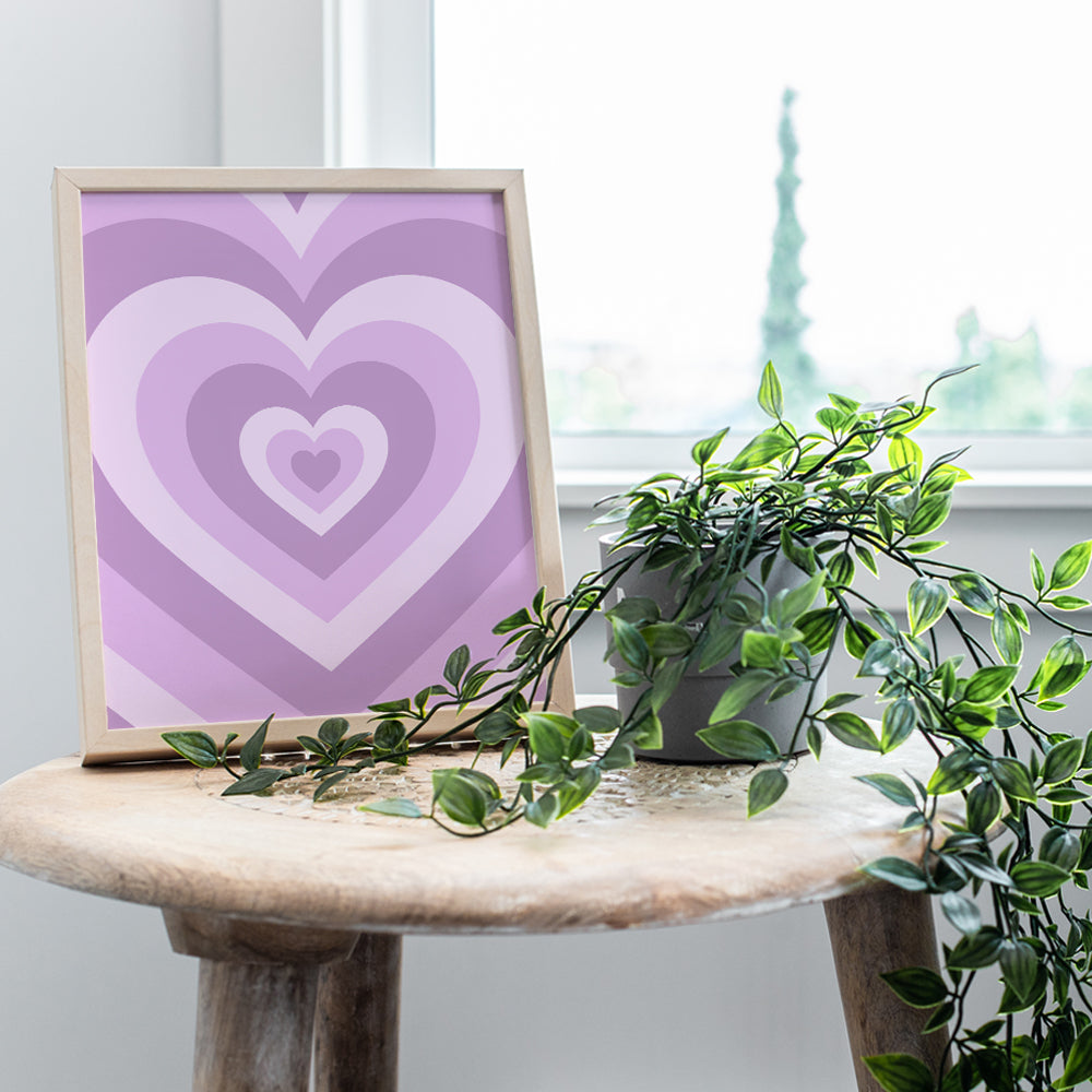 Light Purple Heart Wall Decor - cute Baby Girl Boy Nursery Decor - Indie Preppy Trendy Dorm Teen Room Bedroom Mid-century modern Minimalist Love Wall Art - Lavender Pop art Retro Aesthetic Room Decor