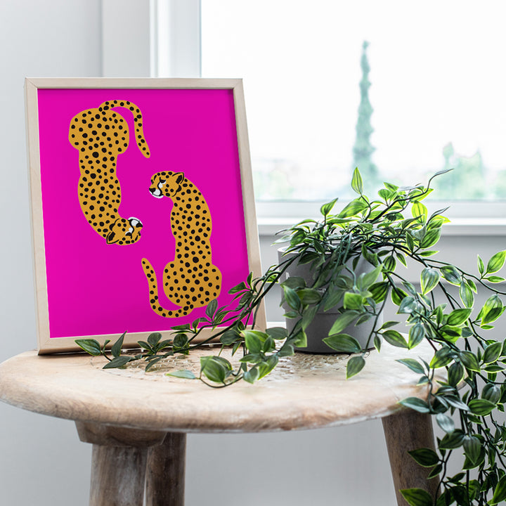 Pink Preppy Room Decor - Wall Decor Aesthetic - Cheetah Print Wall Decor - Mid-century modern Minimalist Wall Art & Decor - Leopard Print Wall Decor - Girls Womens Bedroom Decor - Modern art Pop art