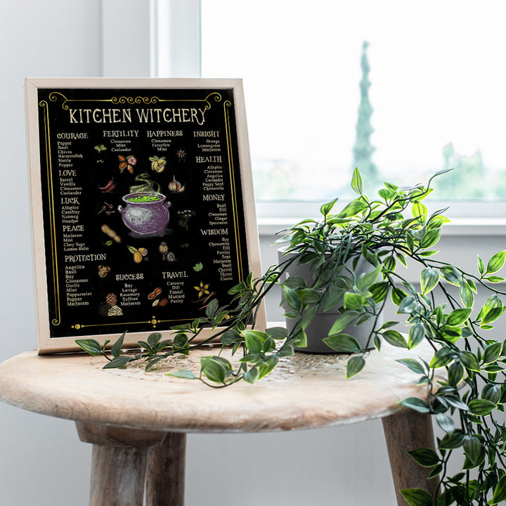 Witchy Wall Art & Decor - Kitchen Witchery - Black Magic Room Decor - Wicca Wiccan Pagan Gifts - Sabbat Grimoire Magick Sigil Sign - Magical Spells Picture Print - Boho Witches Poster - Halloween Art