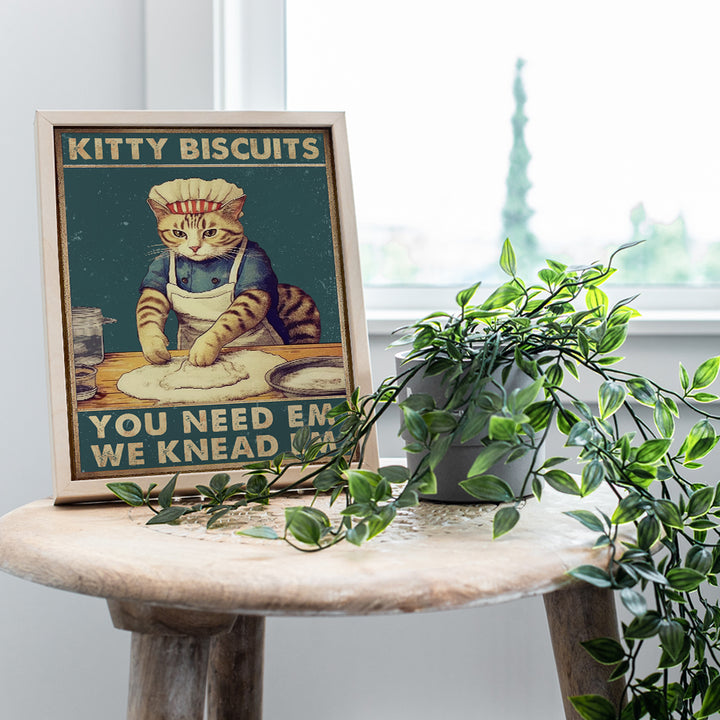 funny Cat Stuff Kitchen Decor - Cute Cat Cafe Wall Art - Silly Wall Decor for Dining room, Farmhouse, Apartment, Cat Mom, Kitty Lover - funny Sayings Kitchen Accessories, Restaurant Decorations