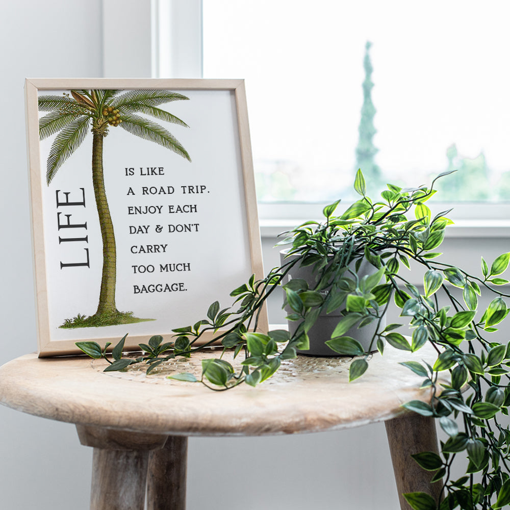 Life Quotes Wall Decor - Inspirational Wall Art, Home Decor - Positive Quotes Room Decoration - Tropical Wall Decor - Palm Tree Wall Art - Poster Print for Bedroom - Uplifting Gifts for Women