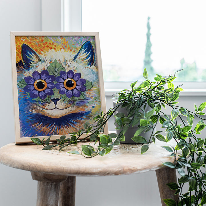 Cat Wall Decor - Cat Wall Art - Tabby Cat - Louis Wain Vintage Cat Print - Cute Cat - Boho Room Decoration for Girls Bedroom - Funny Cat Lover Gifts for Women - Kitty, Kitten, Pussycat Picture