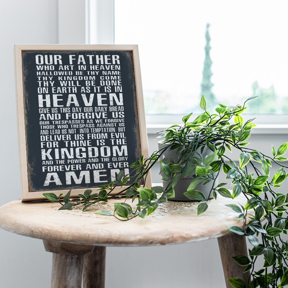 The Lords Prayer Wall Art - Religious Gifts for Men, Guys - Christian Gifts for Men, Boys - Spiritual Catholic Gifts for Men - Rustic Man Cave Decor, Boys Bedroom, Home Office - Catholic Gifts for Men