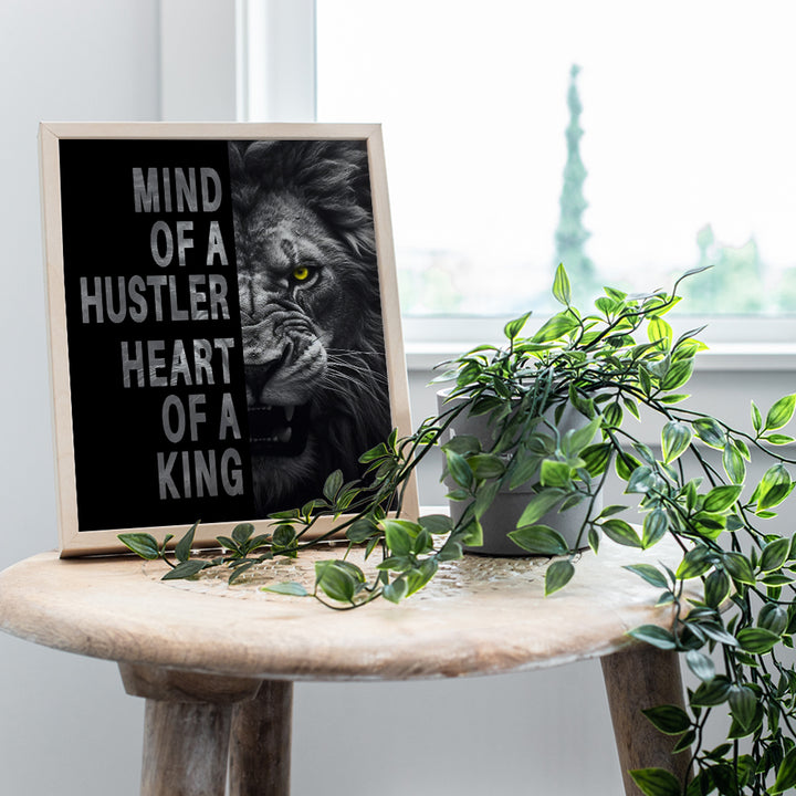 Motivation Home Office Wall Art - Man cave Wall Decor - Gym Motivational Wall Art - Positive Quotes Posters - Encouraging Executive Mindset Success Wall Art for Men - Inspirational Lion Workplace Sign