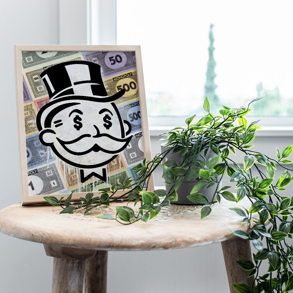 Entrepreneur Wall Art - Home Office Wall Decor - Motivational Wall Art - Poster of Alec Monopoly Style Wall Art - 8x10 Money Wall Art - Graffiti Wall Art - Inspirational Decor for Men, Teens, Man Cave