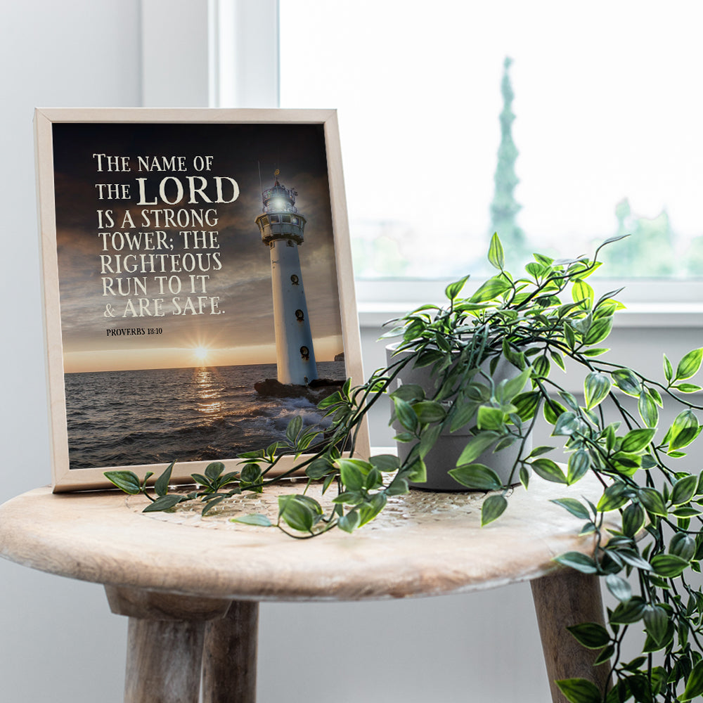 Religious Wall Decor - Lighthouse Wall Art - Catholic Christian Gifts for Men - God Wall Decor - Inspirational Motivational Proverbs - Spiritual Wall Decor - Scripture Wall Art -Masculine Christianity