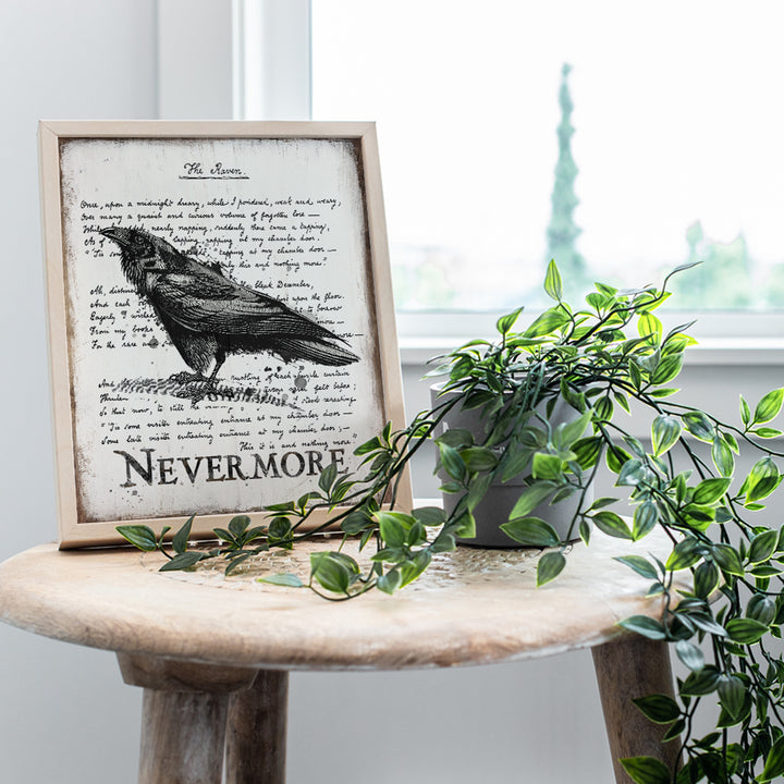 The Raven Wall Art & Decor - Nevermore - Edgar Allan Poe Gift - Goth Room Decor - Gothic Home Decor - Creepy Poem Poetry Wall Art - Vintage Rustic Decoration - Retro Style Poster Print 8x10 UNFRAMED