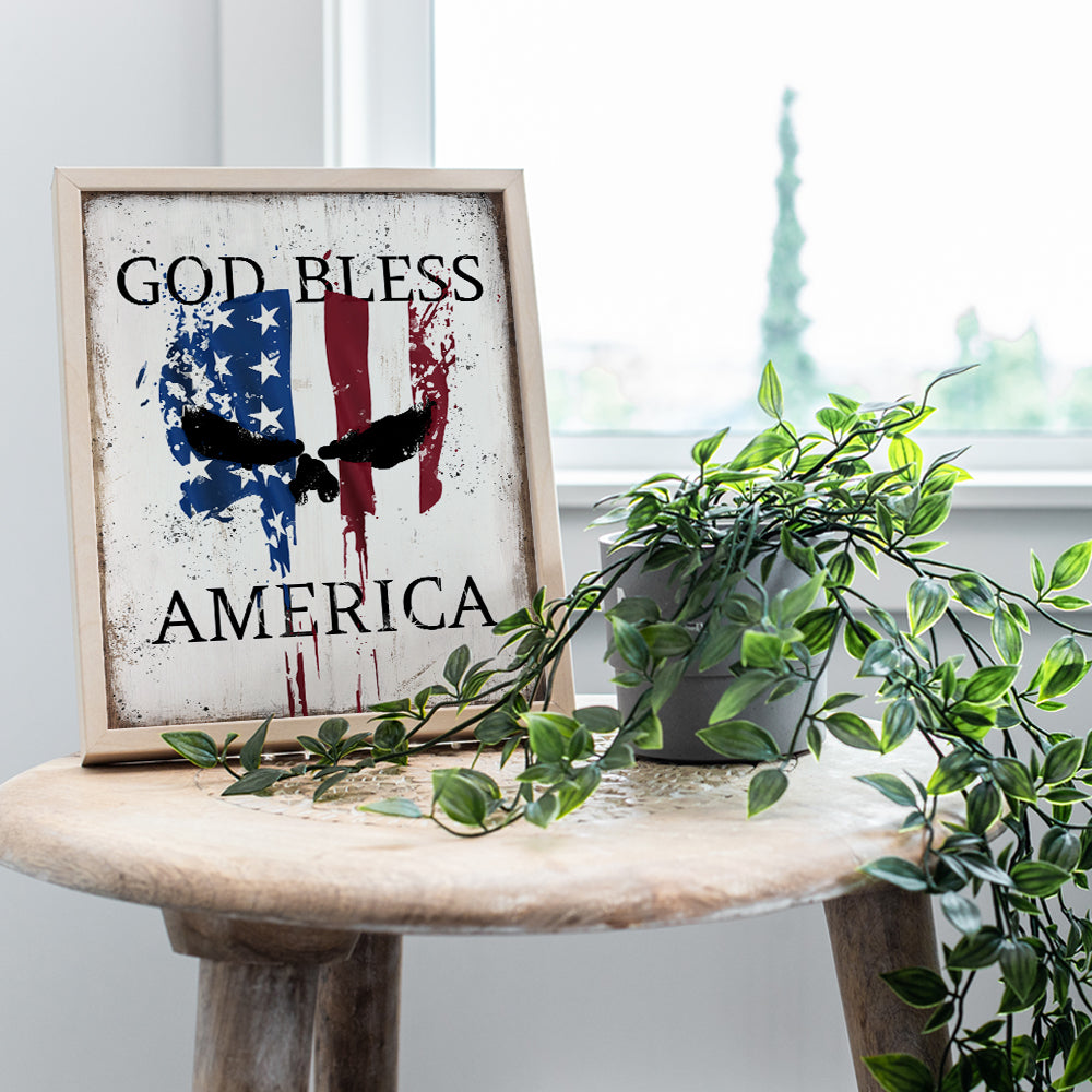 The Punisher American Flag Wall Decor - Patriotic Decor - God Bless America Sign - USA Flag Wall Art - Military Veteran Gifts - Man Cave Decor- Wall Decor for Men - Bar, Living Room, Home Office Decor