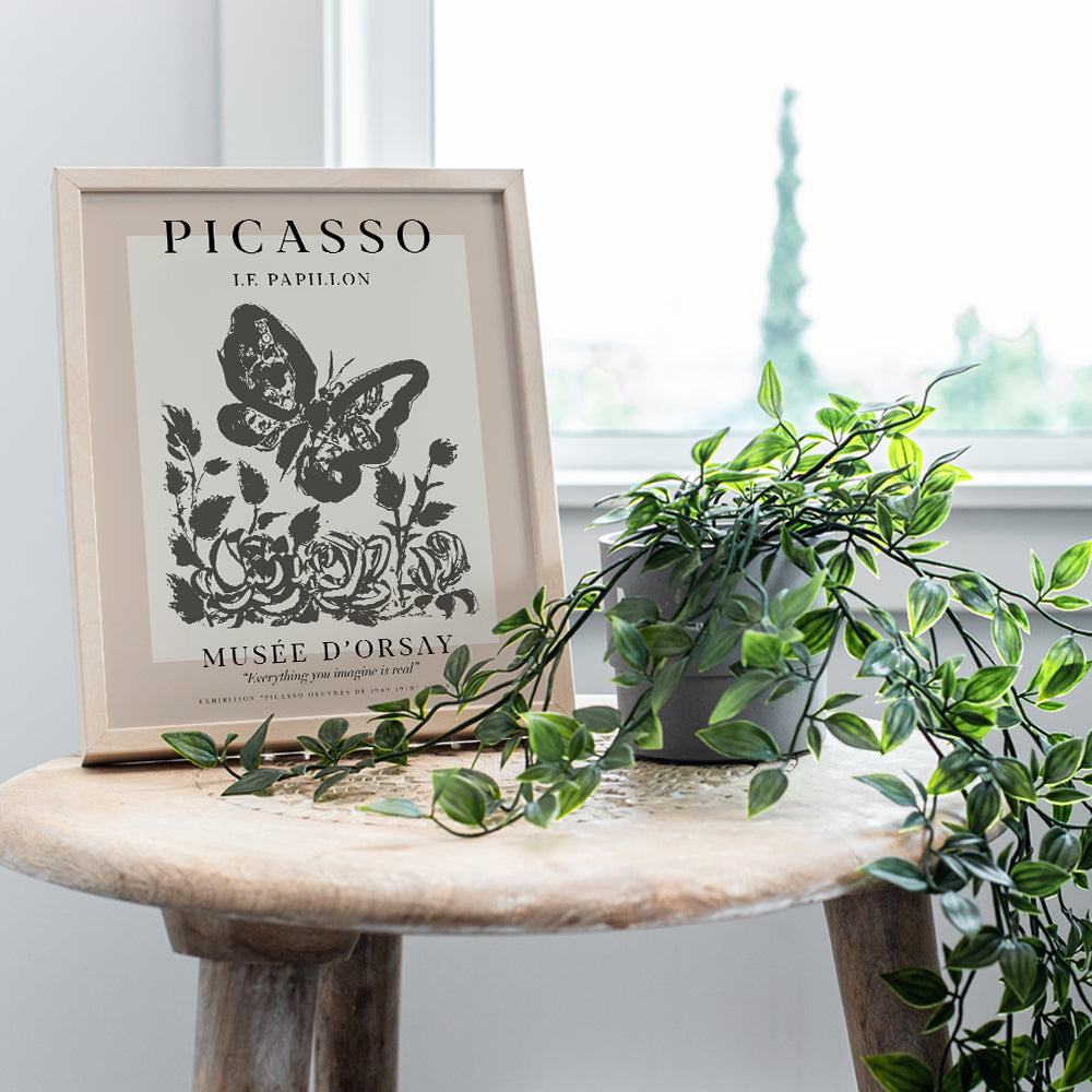 Pablo Picasso Poster Wall Art & Decor - 8x10 Modern Wall Art Prints - Gallery Wall Art - Museum Poster - Contemporary Wall Art - Butterfly Picture - Living Room, Bedroom - Women Housewarming Gift