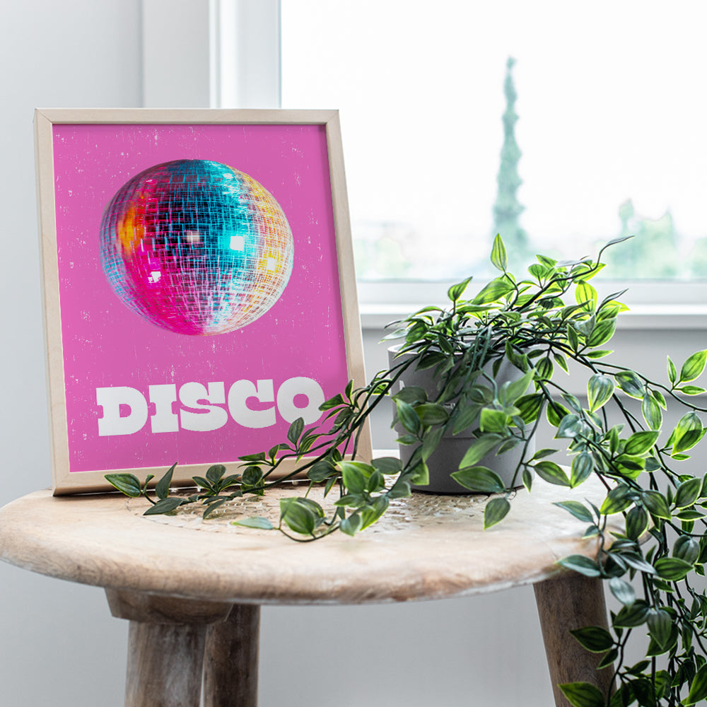 Vintage Retro Disco Ball Decor - Teen Girls Room Decor, Funky Living room Decor for Women - 70s 80s Chic Home Decor, Cute Aesthetic Room Decor, Preppy Room Decor, Trendy Wall Decor, Pop Art Wall Decor