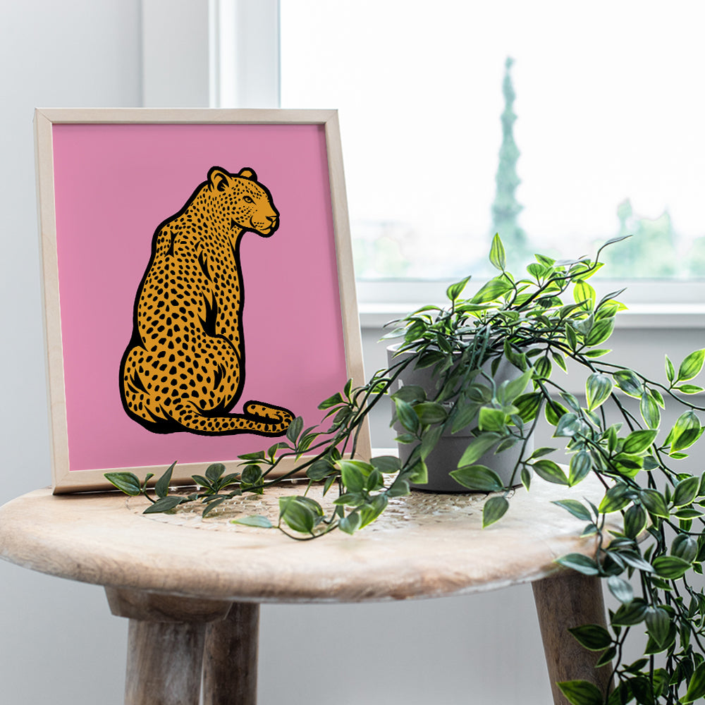 Leopard Pop art Wall Decor for Women - Cheetah Print Wall Decor - Chic Retro Wall Decor - Trendy Mid Century Modern Wall Art - Cute Aesthetic Teen Room Decor - Preppy Wall ArtGirls Bedroom Decor