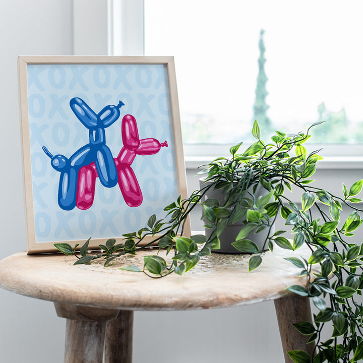 Balloon Dog Aesthetic Wall Art - Pink Blue Bedroom Wall Art - Pop art Modern art Poster - Yellowbird Art & Design - Preppy Room Decor - Trendy Room Decor - Dorm Room Decor UNFRAMED 8x10