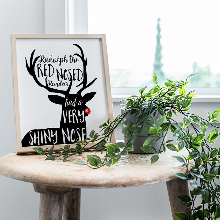 Rudolph the Red Nose Reindeer Decorations - Black Christmas Decorations - Xmas Decorations - Holiday Decorations - Cute Christmas Decorations - Christmas Wall Decor Poster - Christmas Wall Art