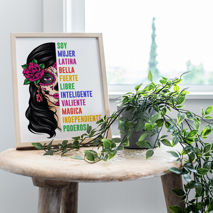 Latina Woman Mexicans Wall Art - Latinx Motivational poster - Decoraciones Para Cuartos Arte - Regalos Para Mujeres Chicas Ninas Latino Chicano - Positive Quotes Empowerment Inspiration Art Poster