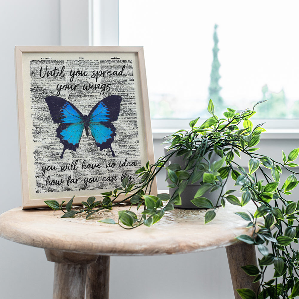 Butterfly Wall Decor - Motivational Wall Art Poster - Positive Quote Home Decor - Uplifting Encouragement Gift for Women, Girls, Teens - Inspirational Decorations for Bedroom, Office, Living Room