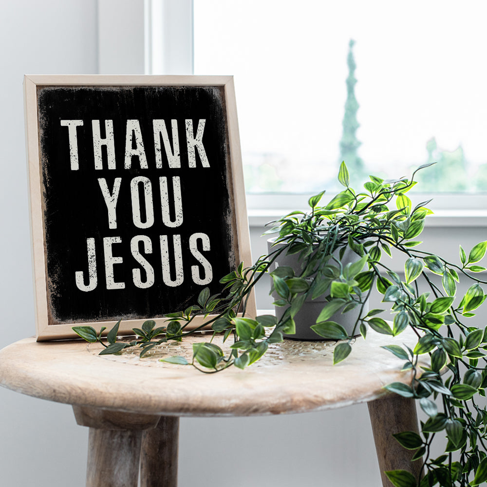 Jesus Decor - Jesus Wall Art - Thank You Wall Decor - Spiritual Catholic Christian Gifts for Men, Women - Religious Wall Decor - Positive Quotes Home, Room Decor - God Wall Decor - Faith Wall Art