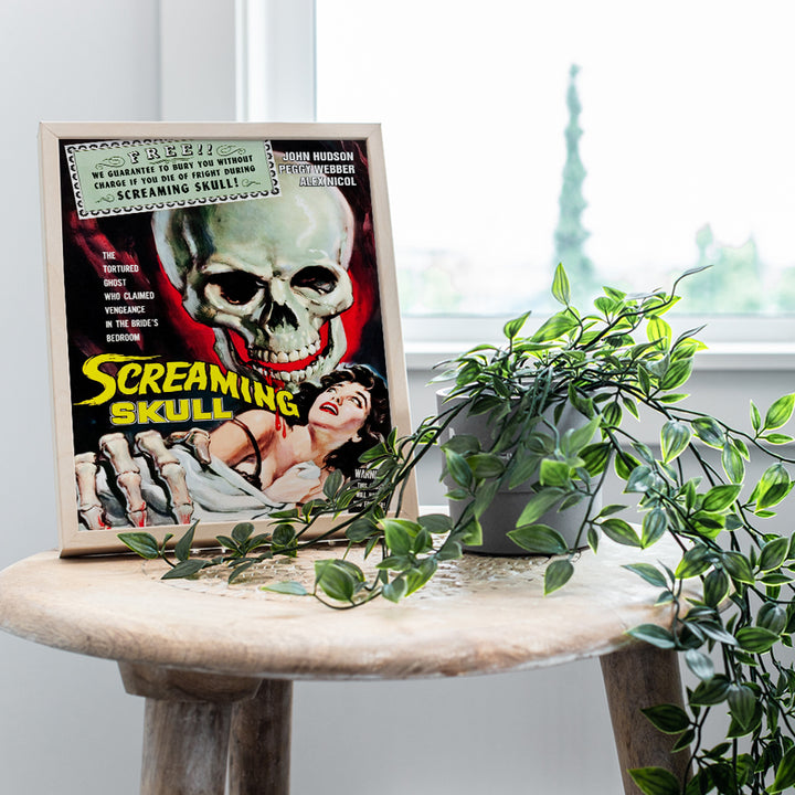 Horror Movie Poster Wall Art - 8x10 Home Theater Decor - Scary Movie - Gothic Home Decor - Skull Wall Decor - Goth Room Decor- Vintage Hollywood Poster- Funny B Movie Picture Print Sign - Men Man Cave