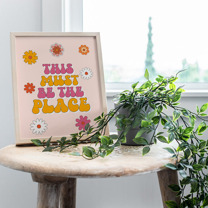 70s Vintage Retro Wall Decor - This Must Be The Place positive Quotes Wall Art - Inspirational Preppy Room Decor for Women, Woman - Groovy Hippie Decorations for Girls, Teens, College Dorm, Bedroom