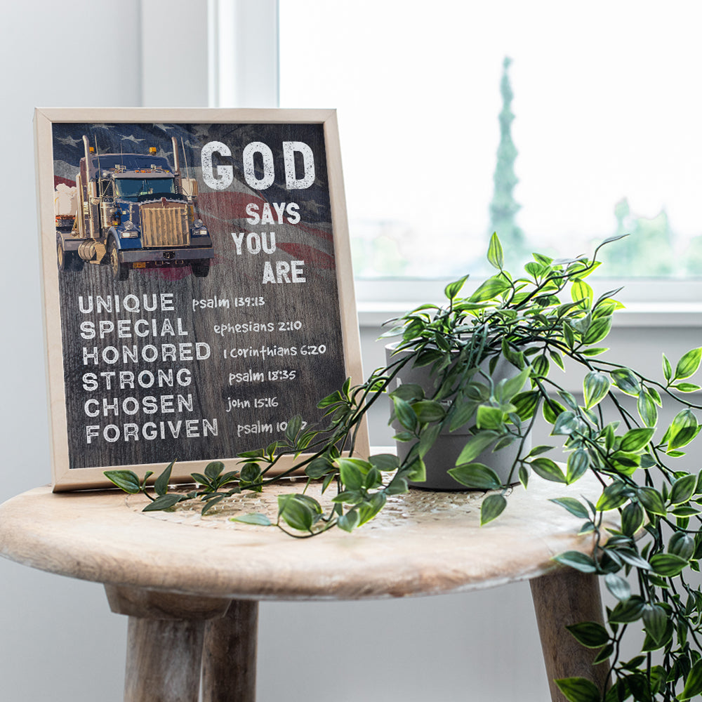 Rustic Patriotic Religious Wall Art - Christian Gifts for Men - God Says You Are Decor - Spiritual Inspirational Quotes - Holy Scripture Bible Verses - Country Wall Decor - Faith Wall Decor