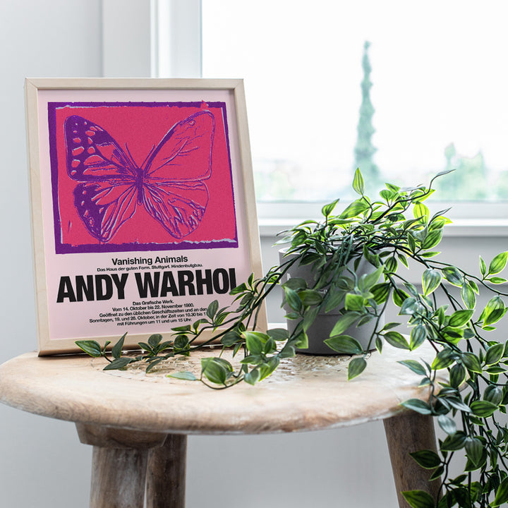 Andy Warhol Wall Art & Decor - Gallery Wall Art - Pop Art - Modern Wall Art - Contemporary Wall Art - Museum Poster - Pink Butterfly Picture Print - Living Room, Bedroom - Women, Housewarming Gift