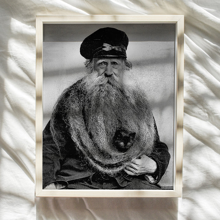 nautical Wall Decor - Vintage Sea Captain w/Black cat - Ocean Themed Wall Art - Beach house Decor - Weird Creepy Cat Lover Gifts for Men - Cat Themed Coastal Wall Decorations Poster Print