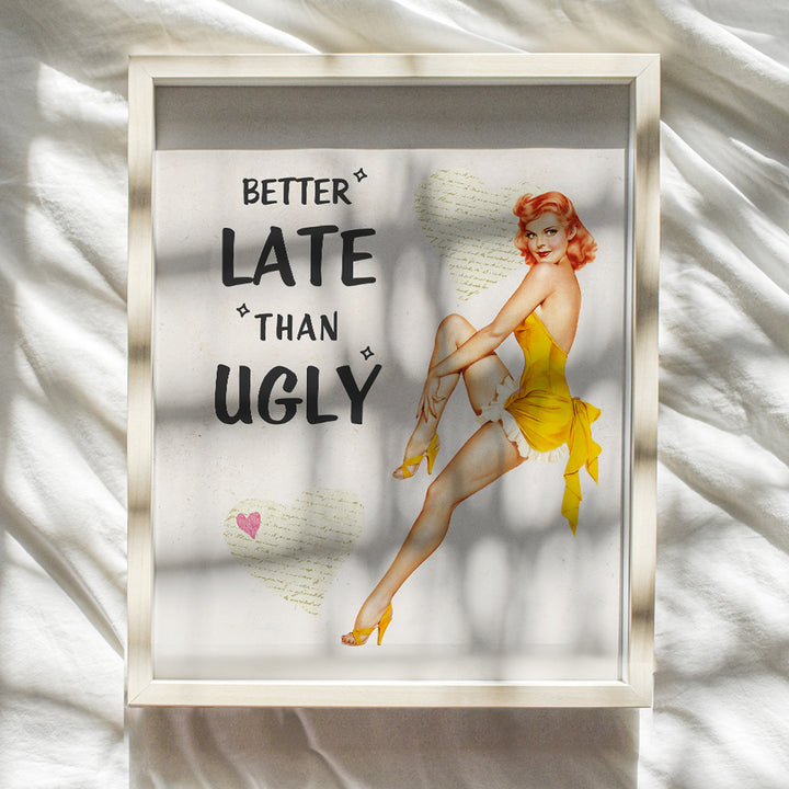 Retro Wall Art For Women - Vintage Decor 50s Pinup Girl - Funny Bathroom Decor for Women, Bedroom Decor for Women - Unique Art for Women Gift - Retro Vintage Wall Decor - Unframed Poster Print