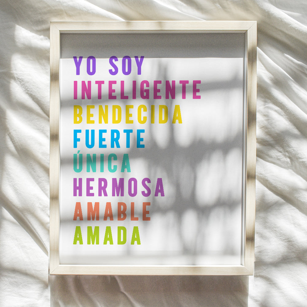 positive affirmation Spanish Wall Art & Decor - Inspirational Quotes for Girls, Women, Latinas - Decoracion de Pared - Motivational Wall Decor - Empowered Women - Hispanic Gifts - Unframed