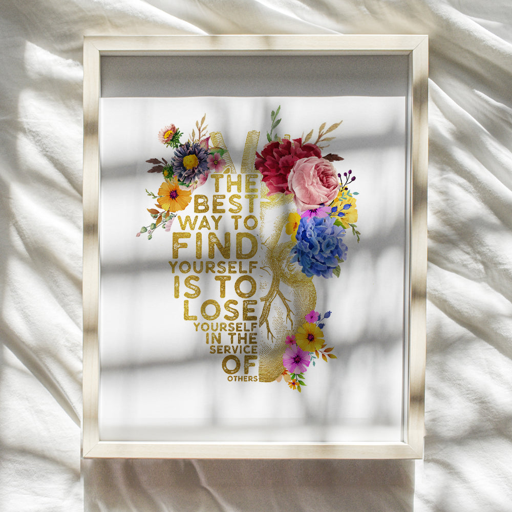 Motivational Gifts For Nurses and Doctors - RN Gifts, Nurse Practitioner Gifts, Nurse Gifts - Heart Anatomy Wall Art - Floral Decor, Medical Office Print - Unframed Inspirational Wall Art