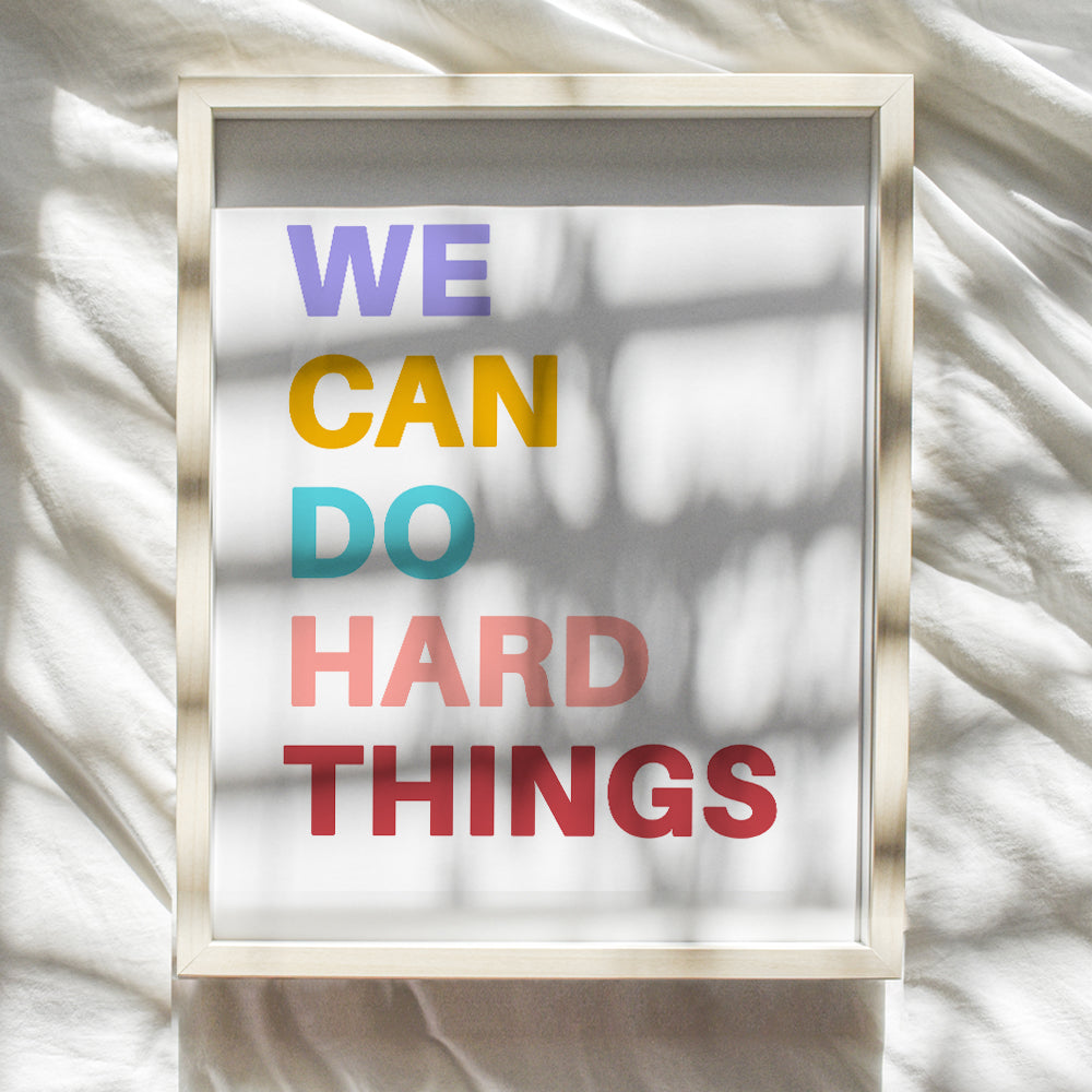 Inspiring Wall Decor For Kids - Motivational poster for Kids Room Decor - Inspirational Wall Decor for Classroom, Office - Gift for Teacher, Parents, Entrepreneur - We Can Do Hard Things