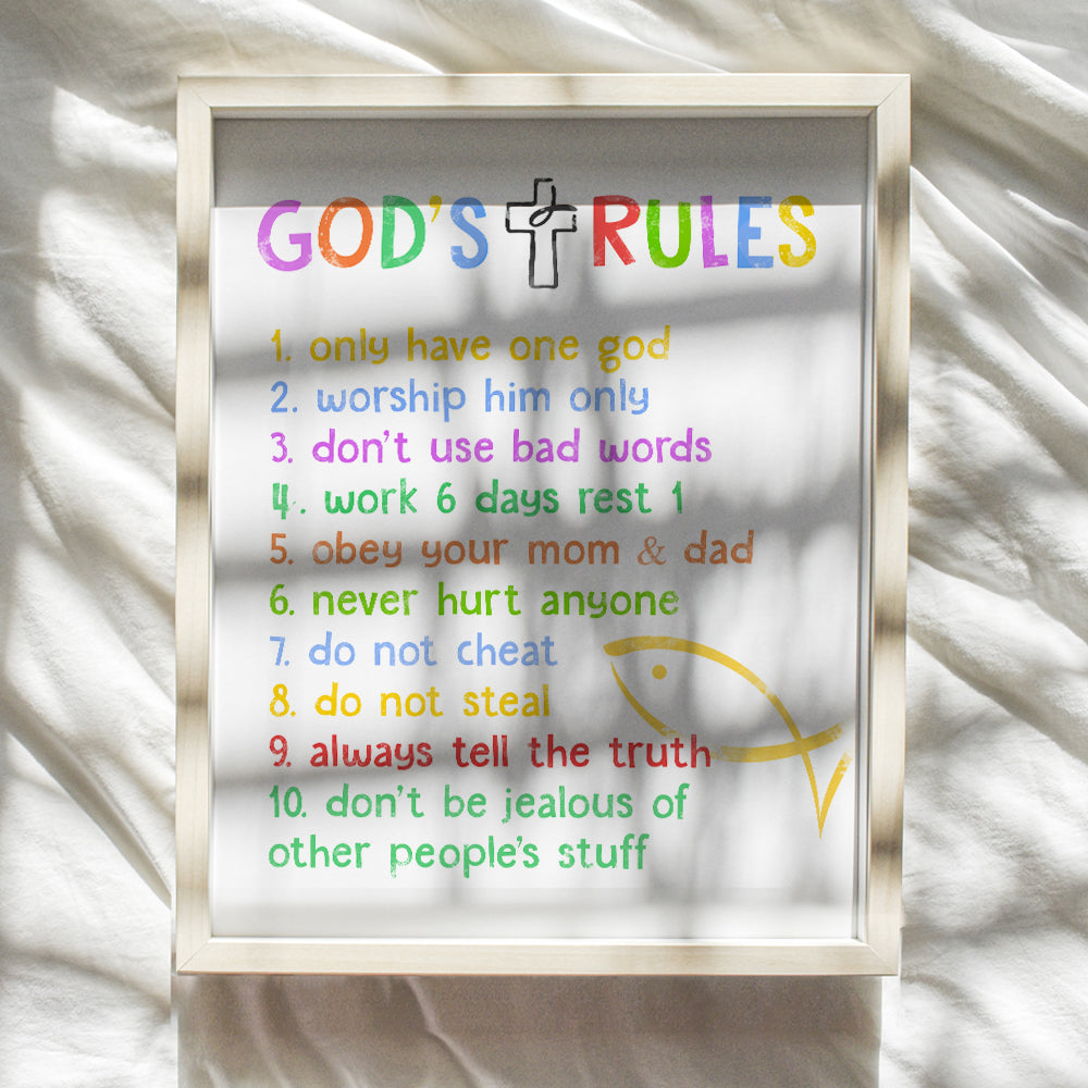 Religious Scripture Wall Art - Bible Verse Kids Poster - Christian Nursery Decor - Kids Room Wall Art - Pastel Colors Poster - Faith, Religion Art - Child's Room Decor - God's Word - Unframed