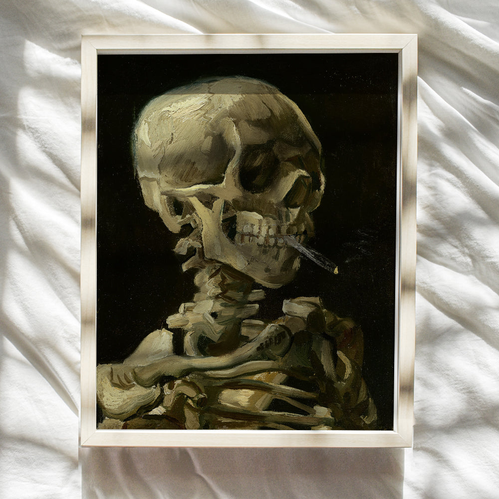 Gothic Vincent Van Gogh Art - DOPE Posters - Gothic Room Decor - Smoking Skeleton Art - Stoner Pothead Gifts - Creepy Goth Wall Art - Cannabis Decor - Ganja, Blunt - Skeleton Wall Art