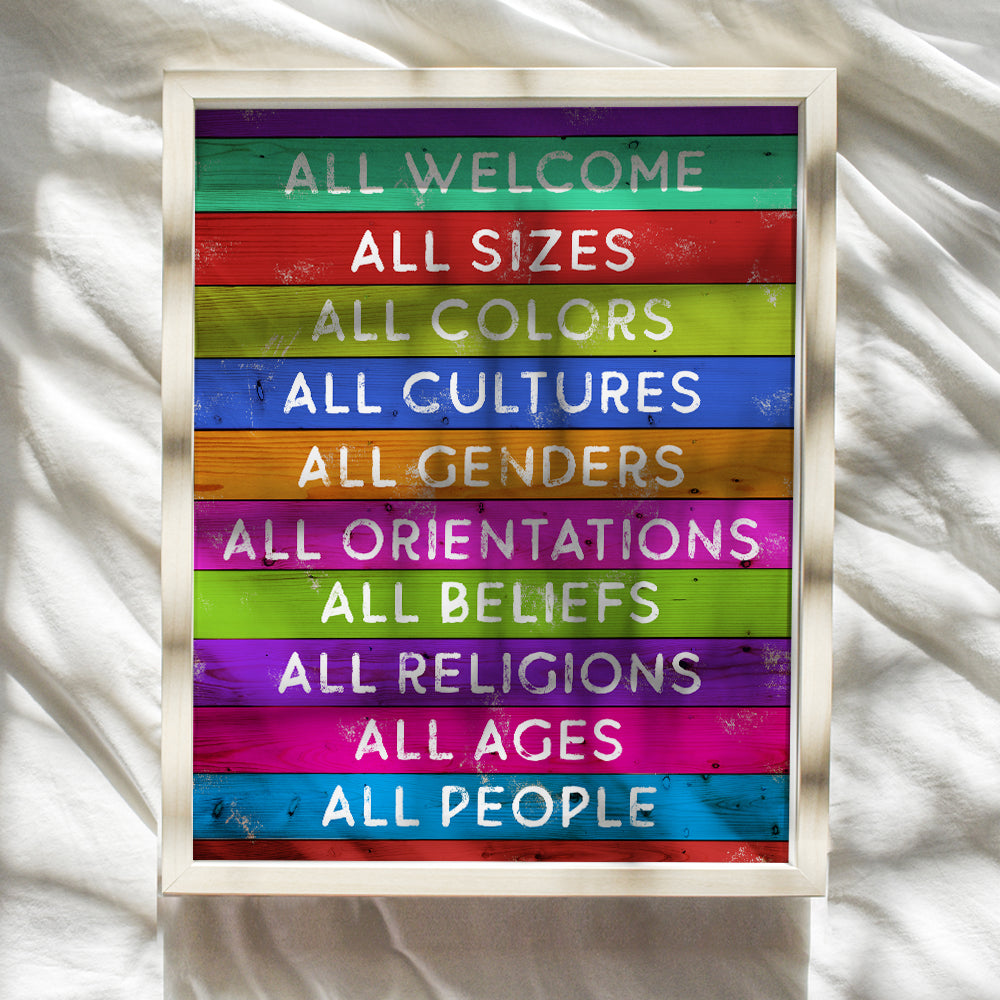 Welcome Sign - Liberal Wall Decor - Gift for LGBTQ, Queer, Gay, Bi, Lesbian, African American, Black, Latino, Democrats -Plaque Art Decoration Poster - Home, Office, Store, Bar -Unframed