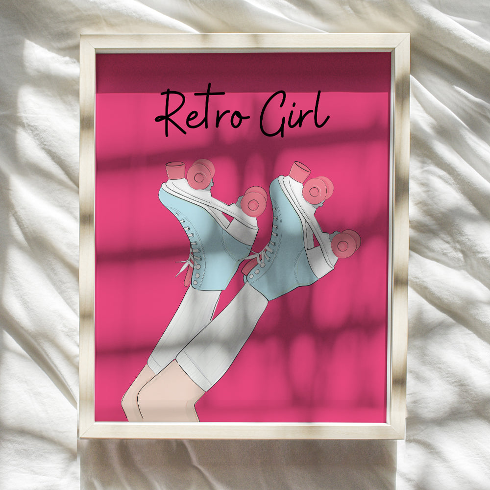 Vintage Retro Girls Room Decor - 60s 70s 80s Hot Pink Decor - Preppy Room Decor - Chic Wall Decor for Tween Teen Girls - Trendy Wall Decor - Cute Gifts for Women - Funky Maximalist Y2K Decor Aesthetic