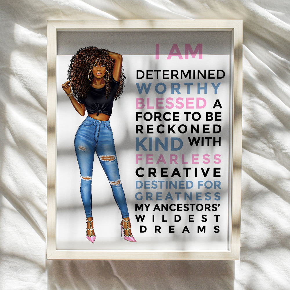 Inspirational Black Wall Art For Women - Empowering Quotes Home Decor Print for African American, Latino, Hispanic Girls Room, Teen Bedroom, Bathroom - Motivational poster, positive affirmation