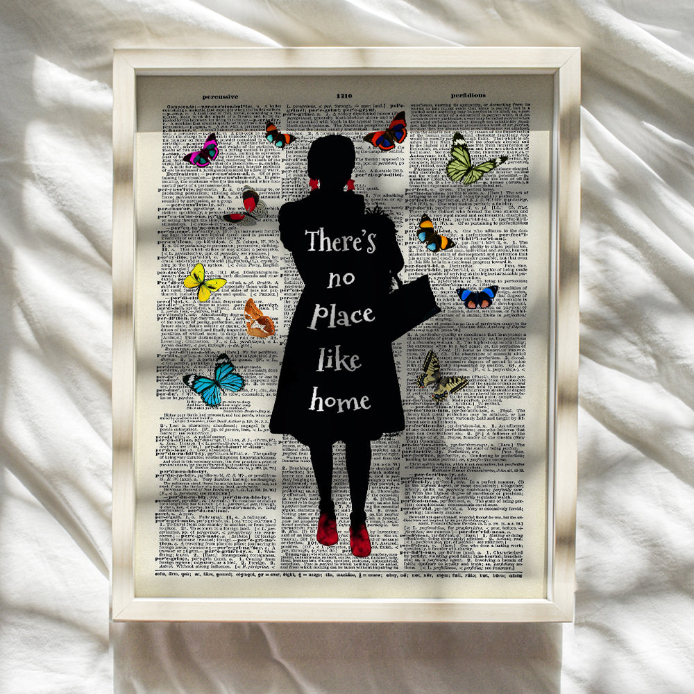 Wizard Of Oz Home Decor - Baby Nursery Wall Decor - Unique Gift for Dorothy Fans - Kids Teen Girls Room Wall Art - Inspirational Quotes - Theres No Place Like Home Positive Quote Room Decor