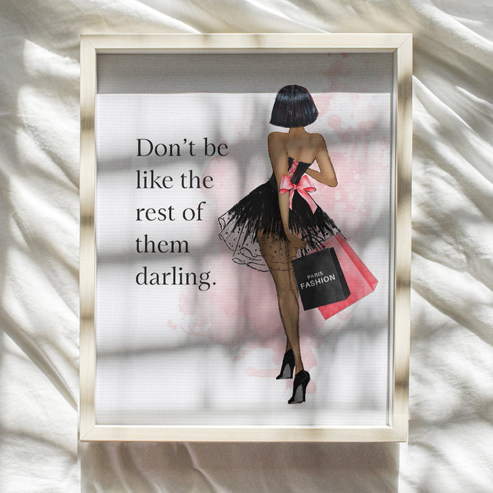 Glam Wall Art for Women - Black Women Wall Art - African American Fashion Wall Decor - Luxury Fashion Designer Decor - Teen Bedroom - Empowered Women Motivational quote - positive affirmation