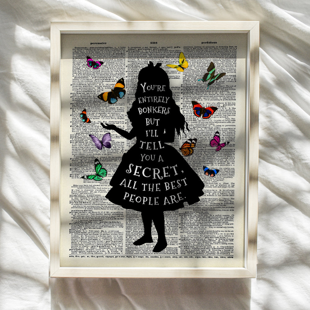 Alice Wonderland Quote, Saying - Dictionary Wall Art Print - 8x10 Photo Picture - Home Decor for Women, Kids, Girls Bedroom - Cool Gift - Unframed Poster