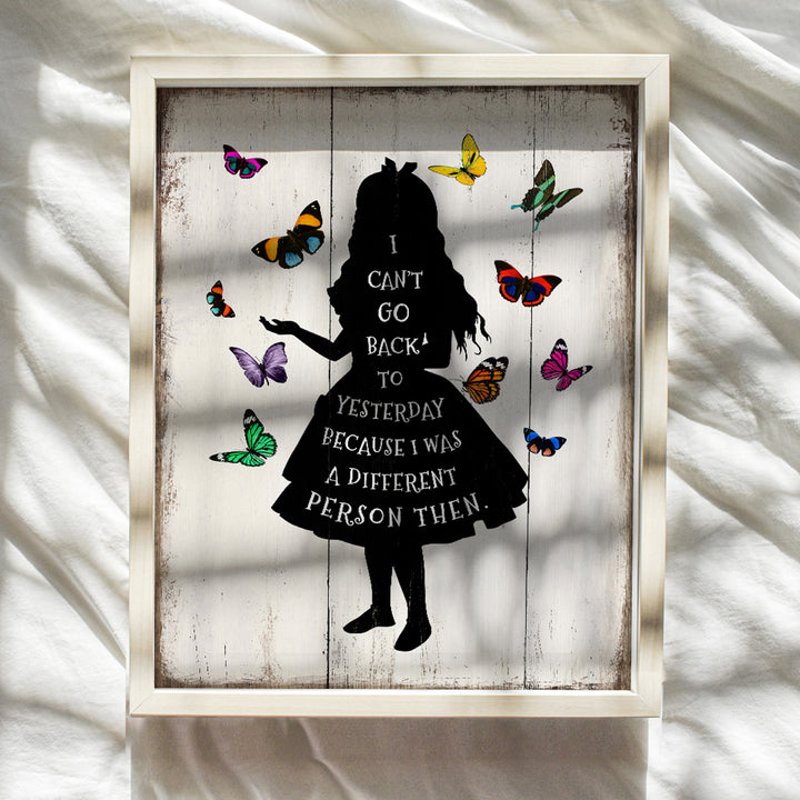 Alice Wonderland Quote Wall Art Print - 8x10 Photo Picture Home Decor - Unique Room Decoration for Bedroom, Women, Girls or Kids Room - Rustic Cottage Shabby Chic Gift - Unframed