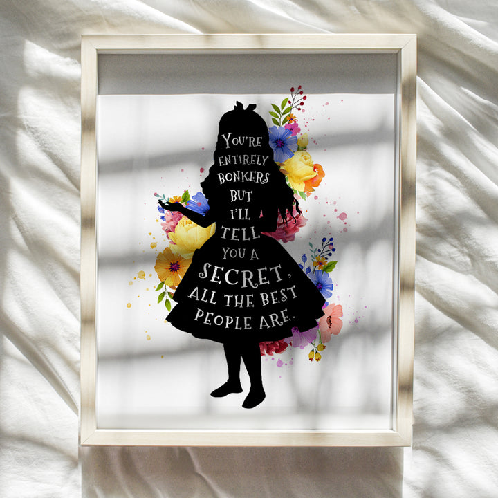 Alice Wonderland Decor, Gift decoration Poster - Cute Inspiration Wall Art - Floral Shabby chic Gift - Home Decor for Living room Home Office Girl Room Woman Bedroom - Family Wall Art UNFRAMED 8X10