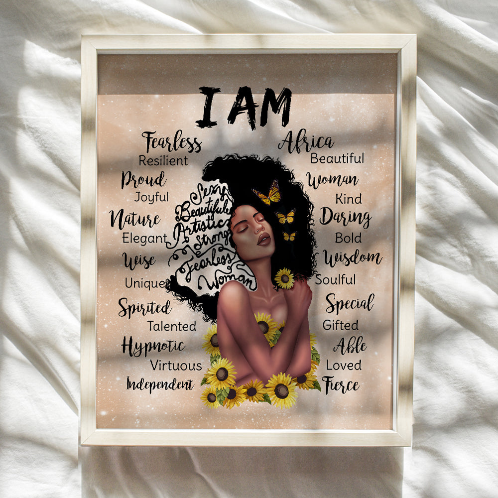 Black Girl Magic Positive Affirmations Wall Art - Black women Women's empowerment Motivational poster - Black Art - Afro African Americans Women - Inspiration Inspirational Wall Art & Decor UNFRAMED