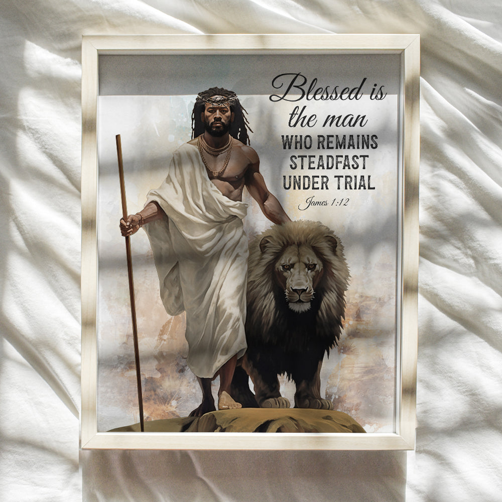 African Americans Jesus Wall Art - Jesus Christ Christian Gifts for Black Men, Black Man - Bible Verses Scripture Wall Decor - African American Art - Jesus Poster - spiritual Religion Room Decor Set