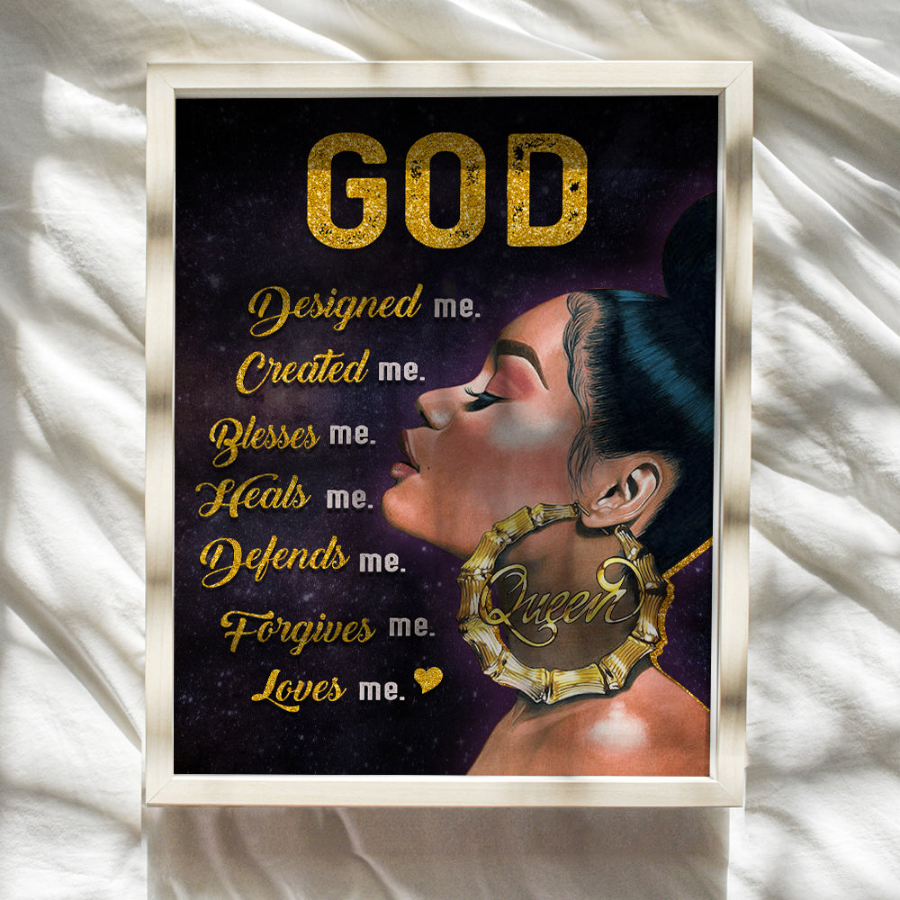 Black Art for Black women - spiritual Gifts, Christian Gifts for African Americans - religious Wall Decor - Black Girl Wall Art & Decor - God Wall Art - positive Wall Art - Inspirational Posters