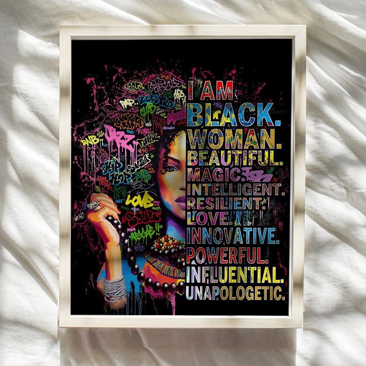 Black Wall Art - African American Wall Art - Black Woman Poster - African American Women, African American Woman, Black Women - Empowered Women - Motivational Wall Decor - Afro-American Wall Art